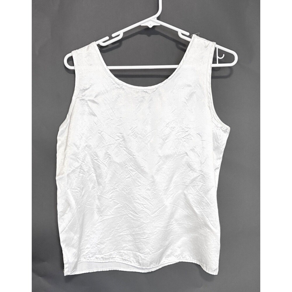 Vintage Handmade  Women’s White Satin Look Sleeveless Shell Top Medium
